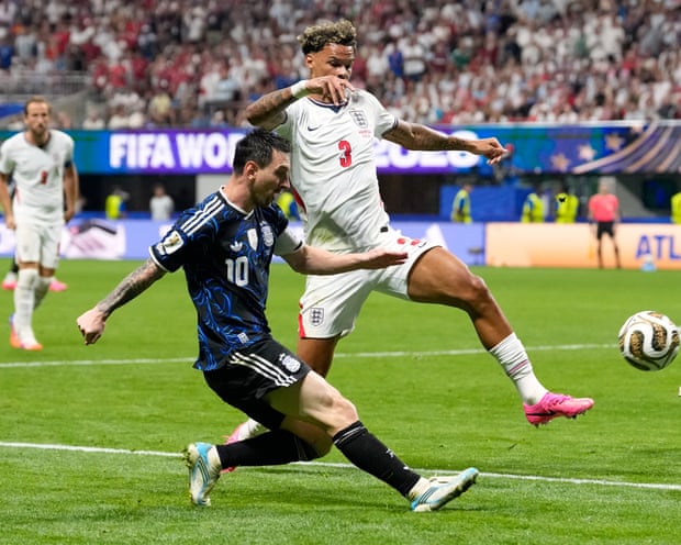 Lionel Messi making the decisive pass against England