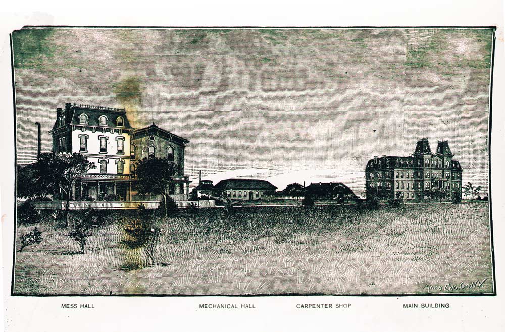 Historical drawing of early Texas A&M campus